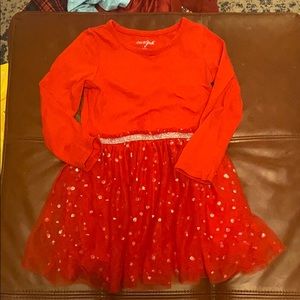 Sweet red and gold long sleeved twirly dress!